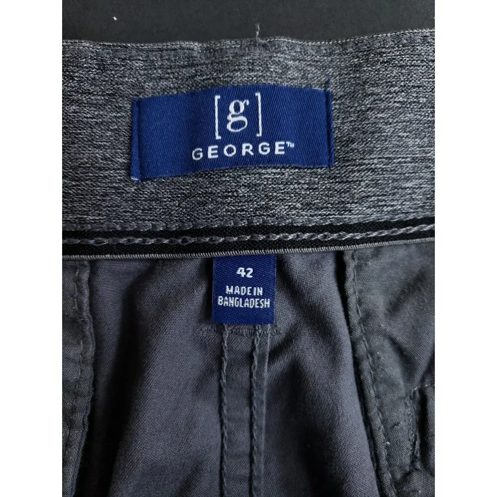 George Mens Size 42 Stretch Cargo Shorts Gray High Rise Full Leg - Picture 6 of 8